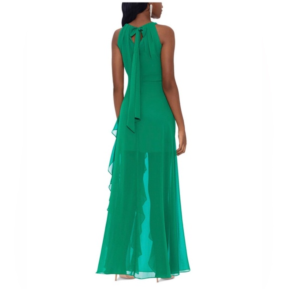 Betsy & Adam Halter Neck Ruffled Gown - Picture 4 of 5